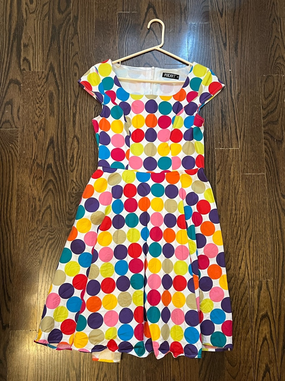 Pukavt Rainbow Polka Dot Dress - Size M